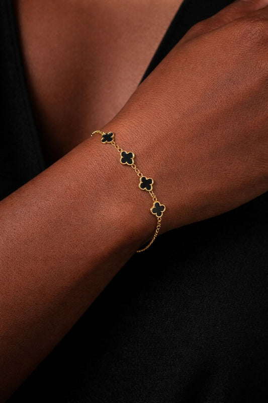 Hot jewelry stainless five leaf flower bracelet for women