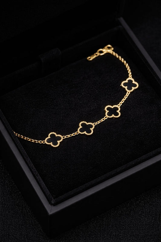 Hot jewelry stainless five leaf flower bracelet for women